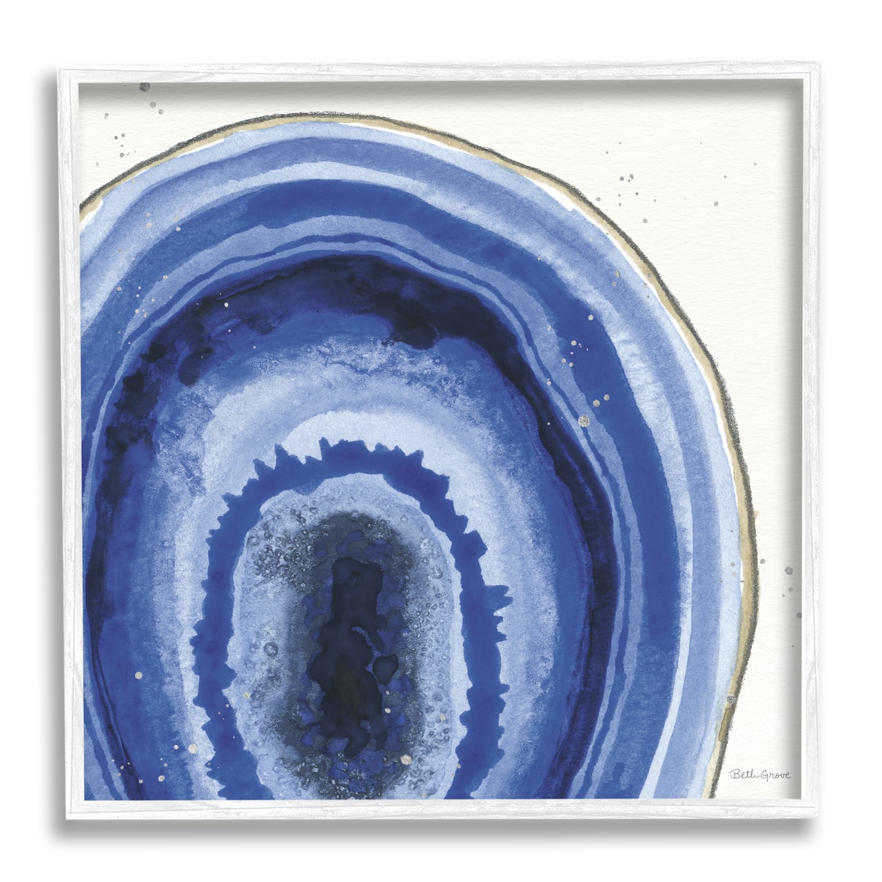 Stupell Industries Modern Abstract Blue Agate Boho Geode Pattern Framed Wall Art